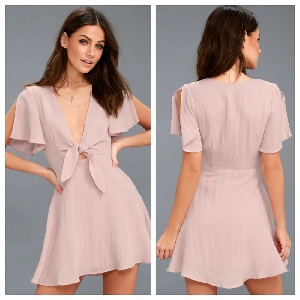 Lulu's Sea Day Washed Mauve Skater Dress